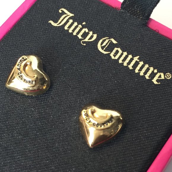 ๐๐SOLD! JUICY COUTURE Gold Puffed Heart Earrings - Picture 2 of 3